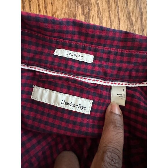 Hawker Rye Red Checkered Button-Up Long-Sleeve Shirt Regular Fit 100%Cotton NWOT - Picture 10 of 11